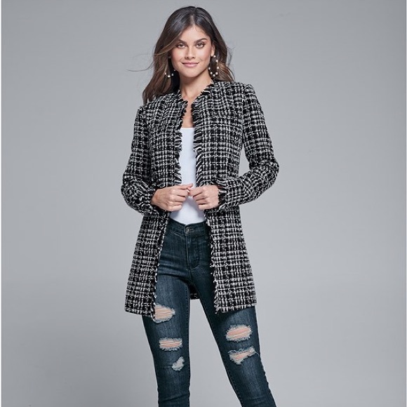 Open Front Tweed Fringe Jacket - Picture 3 of 3